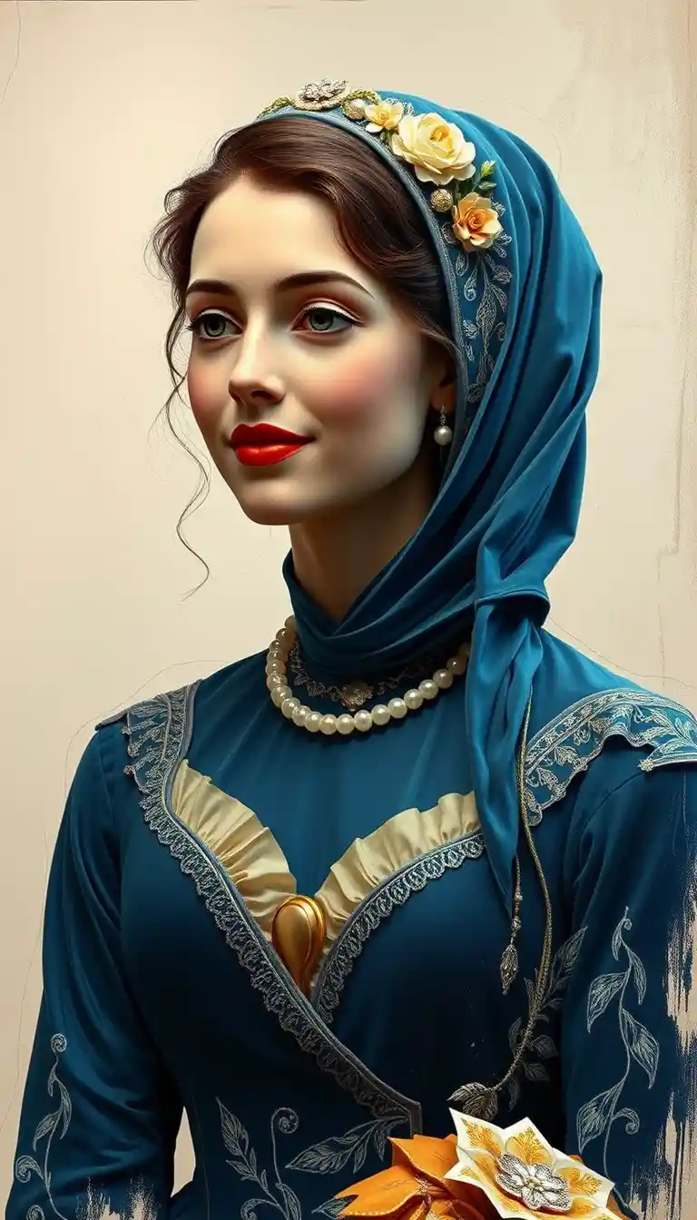 Belle Epoque lady portrait in rich impasto painting style