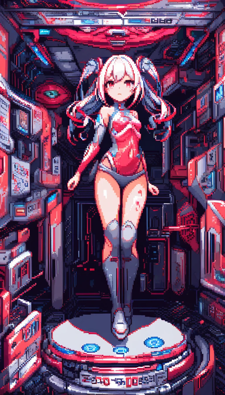 Zwei Anime-Mädchen in einem Pixelart-Schlafzimmer