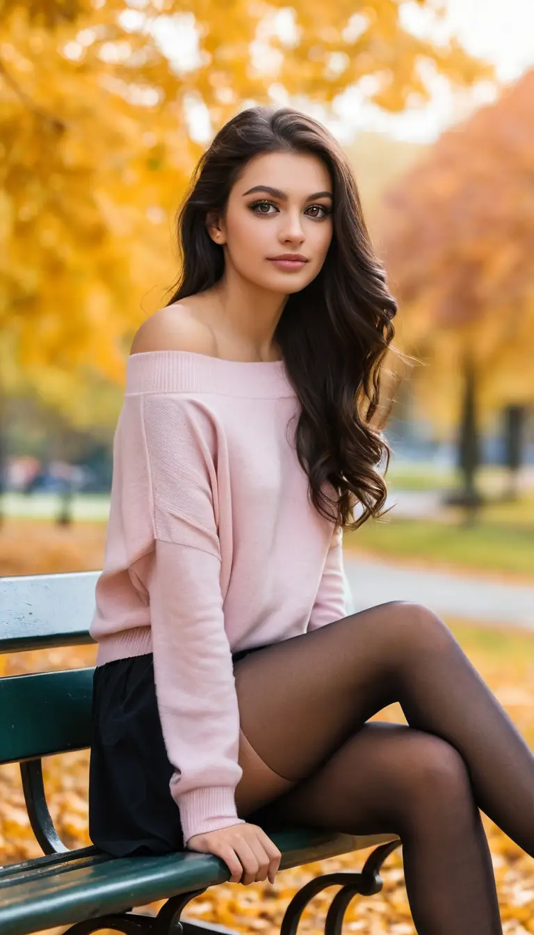 Woman in pink sweater sitting on a park bench