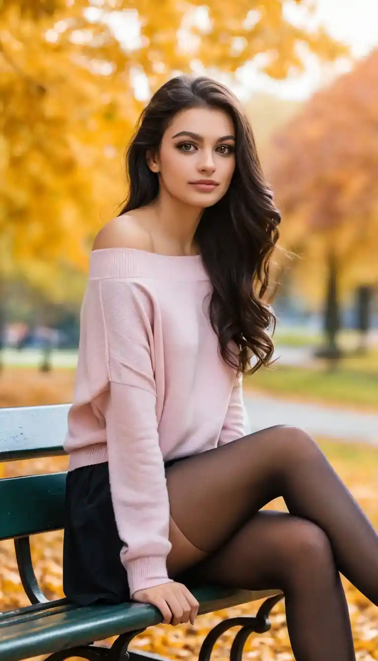 Woman in pink sweater sitting on a park bench
