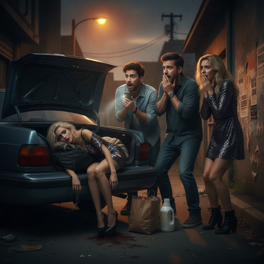 Friends shocked by a dead woman discovered in their car trunk