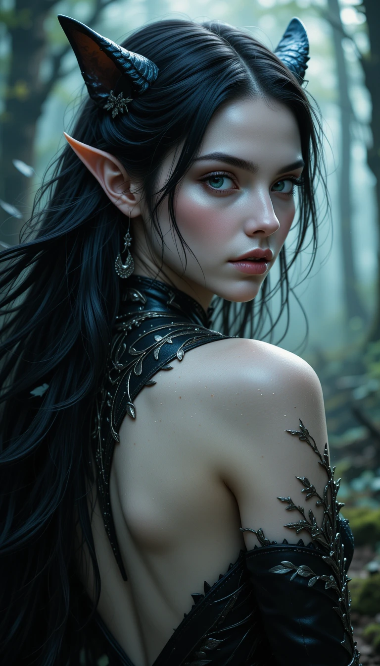 Enigmatic Elven Woman In An Enchanted Forest Glow