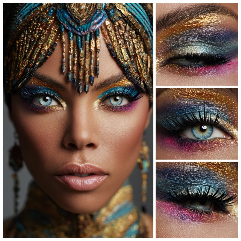 Close up of Native American inspired princess makeup and attire