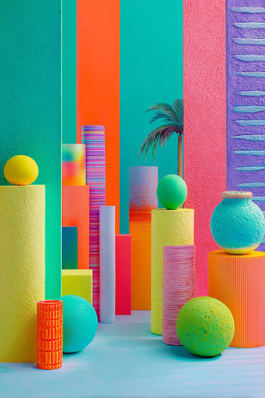 Abstract tropical colors in a bright funky composition
