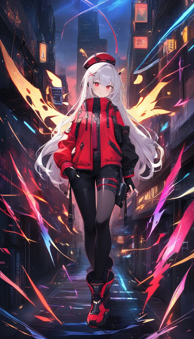 Angel winged girl before a glowing desert citadel