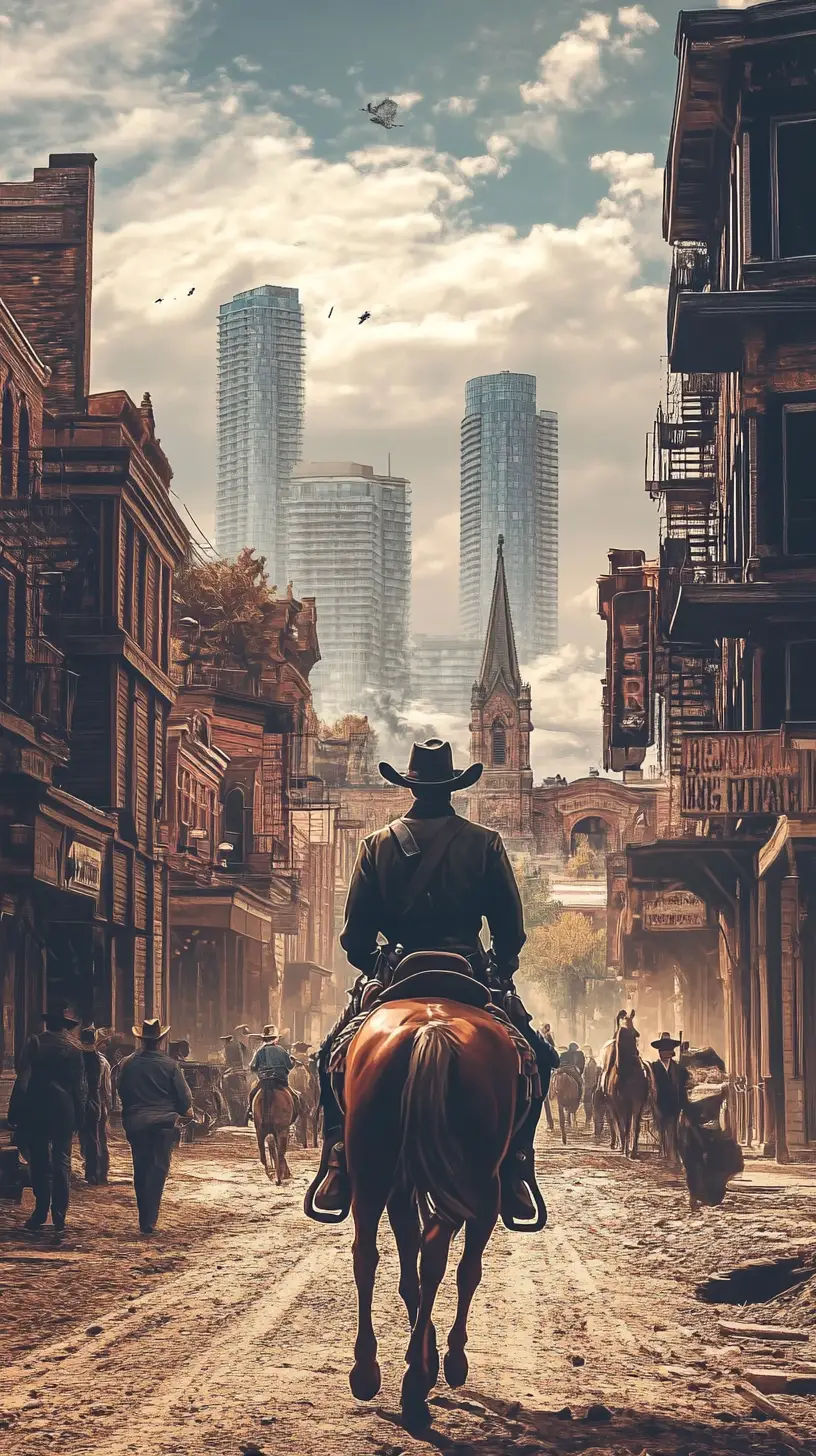 Dark western style view of toronto city ruins