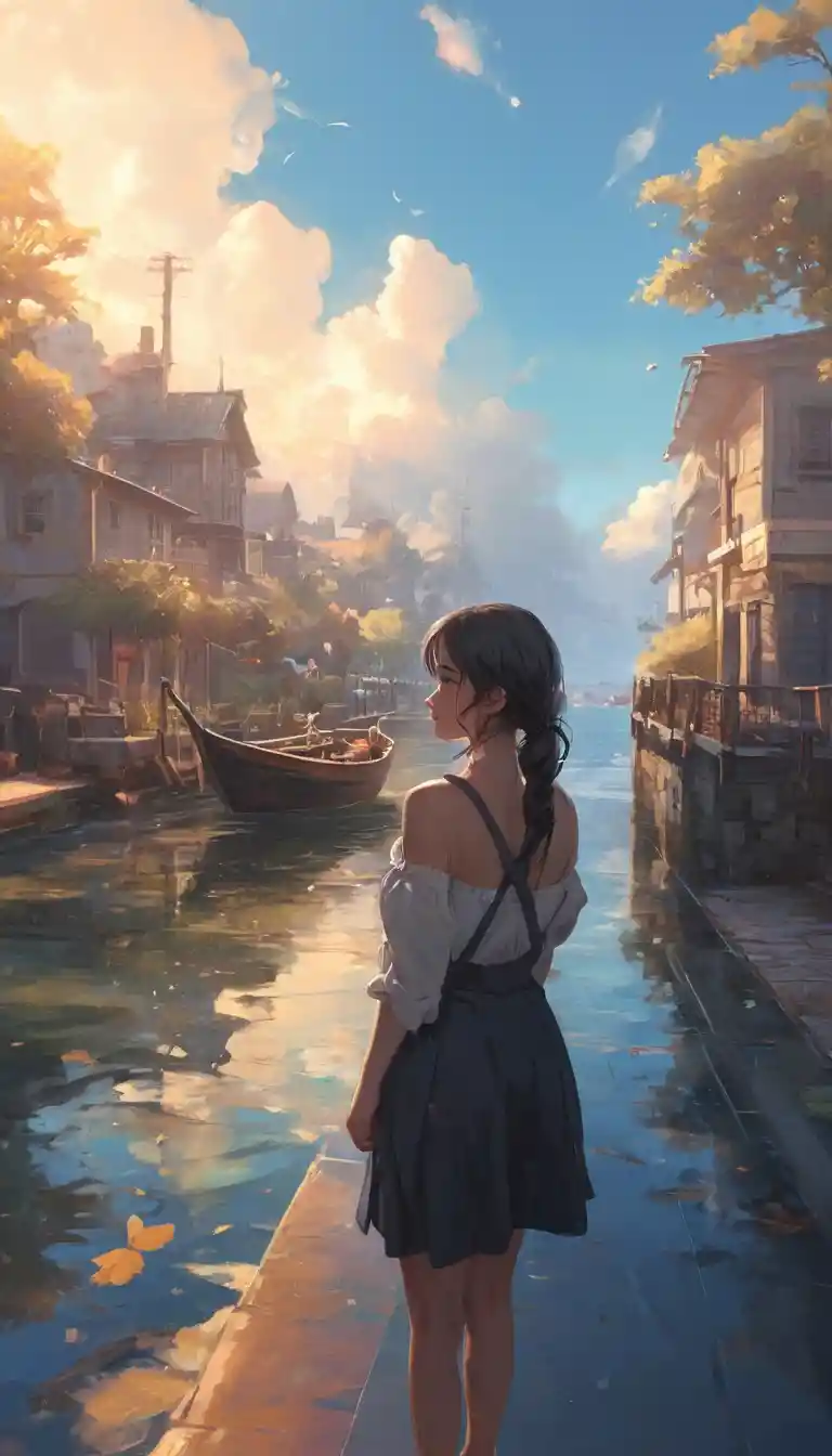 Chica de anime fantasiosa en ilustración digital pictórica e íntima