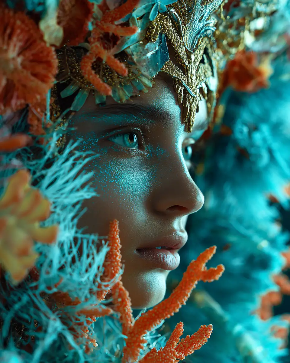 Vie marine colorée sous-marine dans une scène de photographie de mode