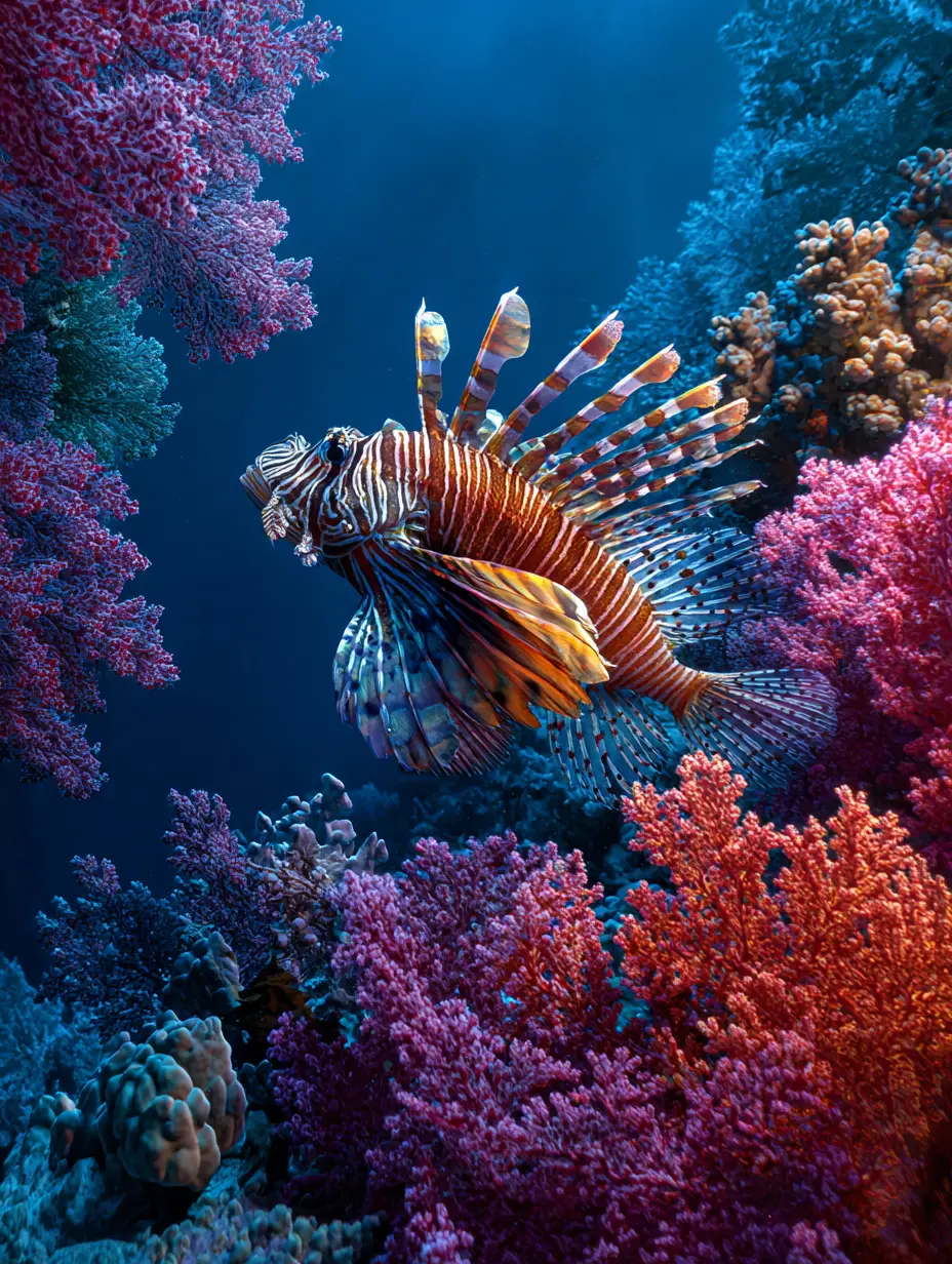 Faune marine exotique et colorée dans une scène sous-marine vibrante