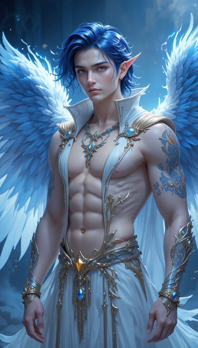 Thunder phoenix hybrid man with divine anime wings