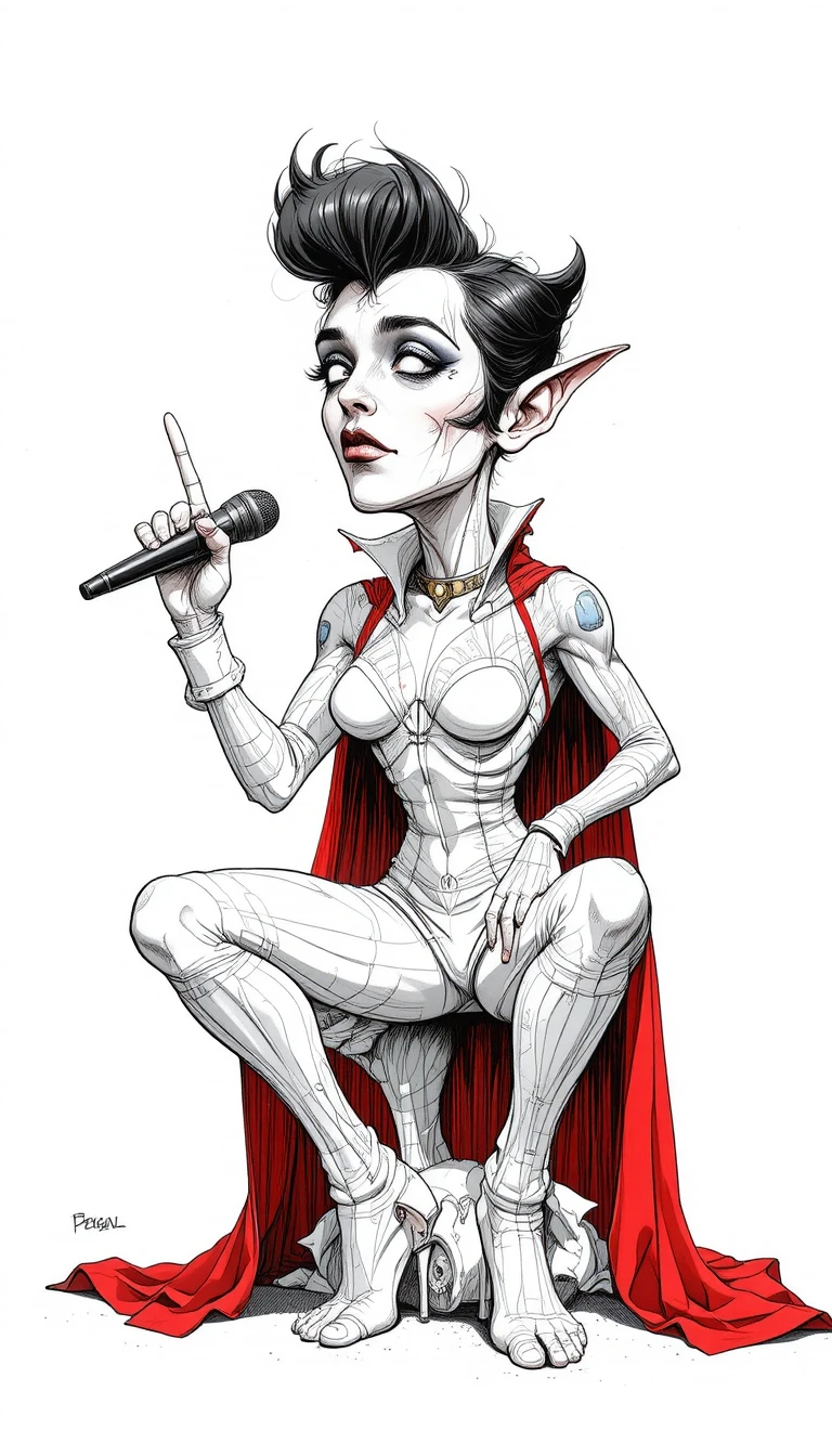 Demonic winged woman in flight on a white background