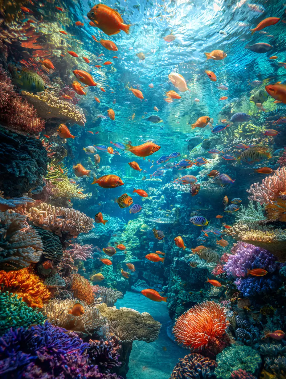 Farbenfrohes exotisches Meeresleben in einer üppigen Unterwasserszene