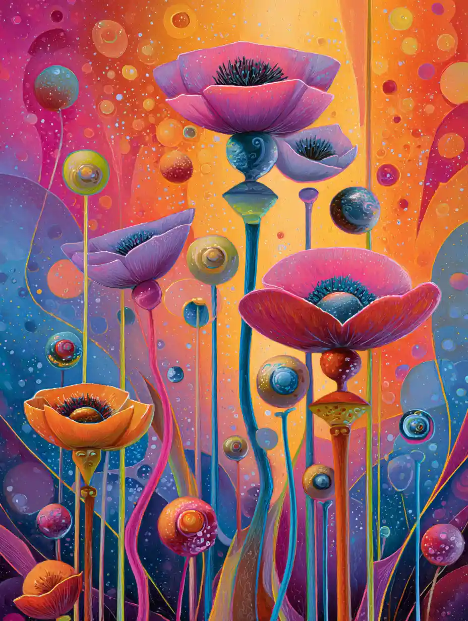 Colorful surreal abstract forms in a joyful composition