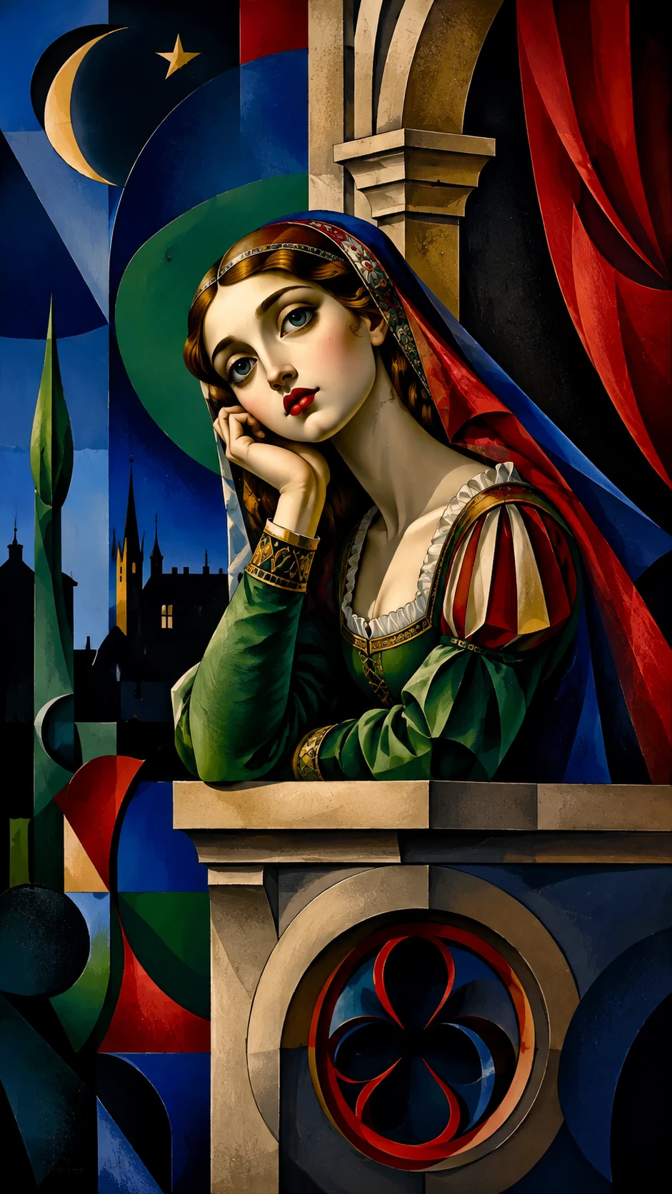 Surreal digital portrait of a stylized Juliet figure