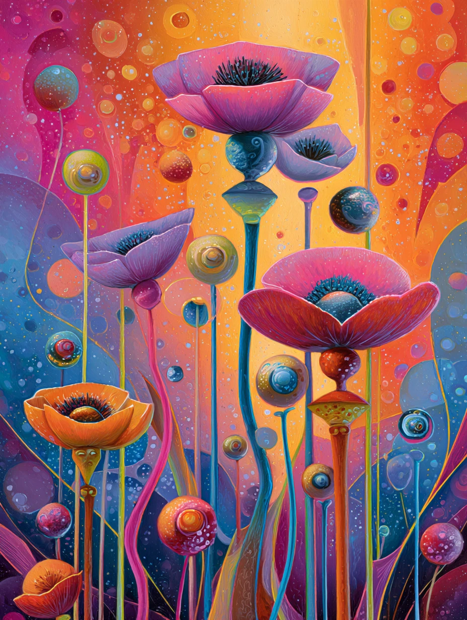Colorful surreal abstract forms in a joyful composition