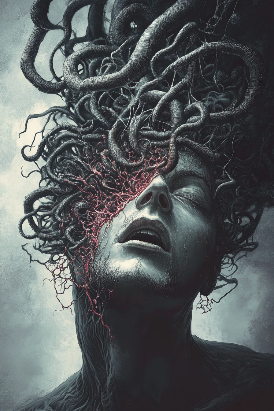Fragmented typography about solitude and digital mind worms