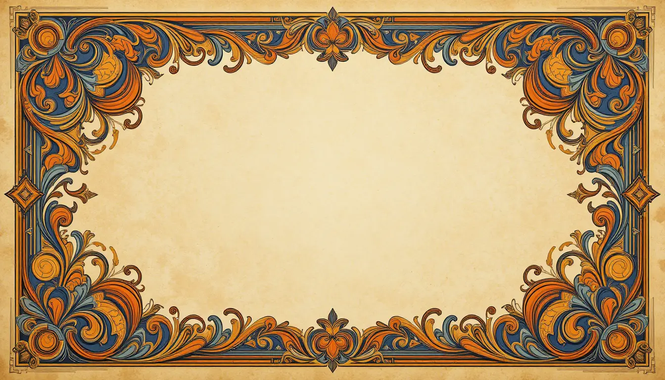 Ornate decorative border with floral scrollwork frame