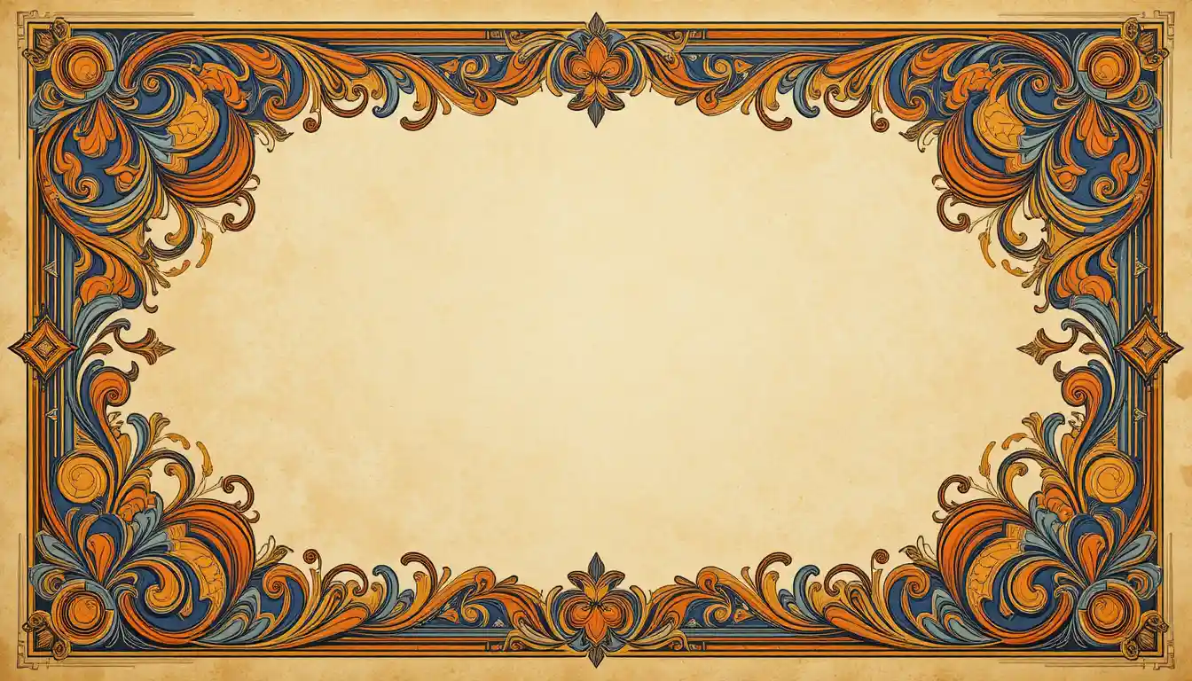 Ornate decorative border with floral scrollwork frame