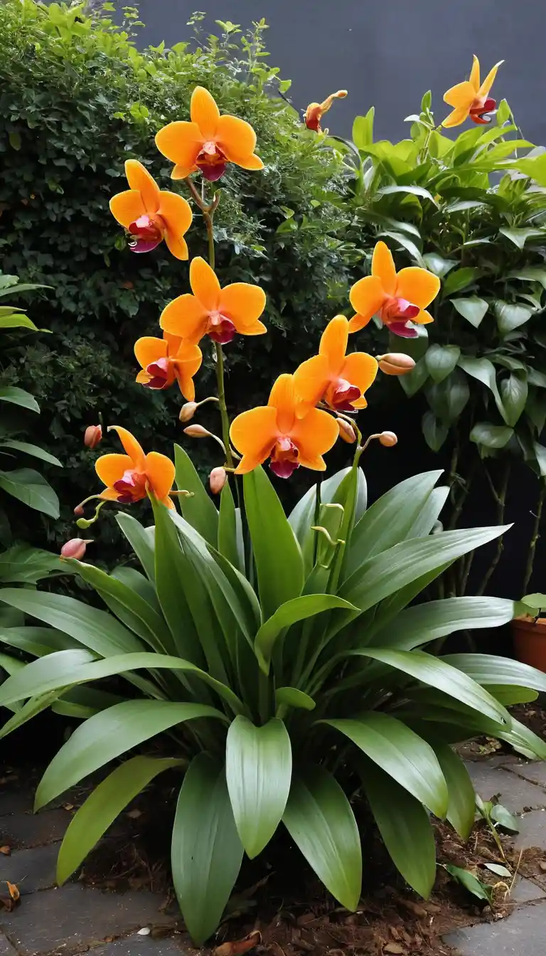Bird of paradise in terracotta pot at dreamy garden dawn