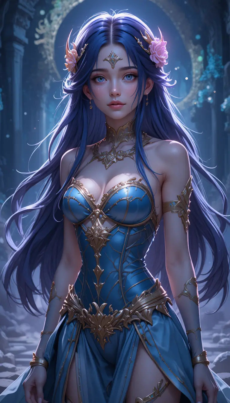 Young fantasy anime girl daughter of a healing goddess