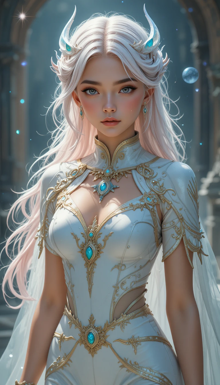 Young fantasy anime girl with pastel pink hair