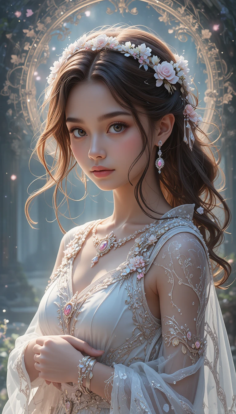 Dark skinned anime healer girl with wings and flower crown