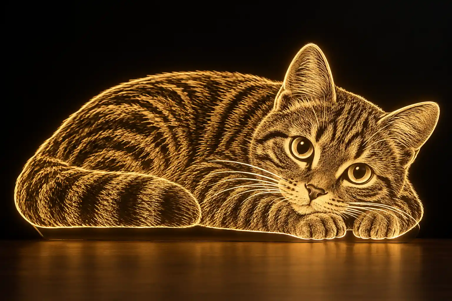 3d rendered cat lying on the floor for lamp design