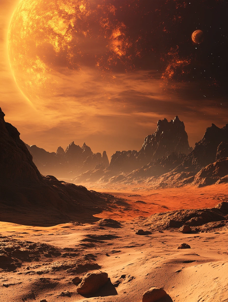 A habitable Mars dreamscape rendered in vivid, otherworldly color