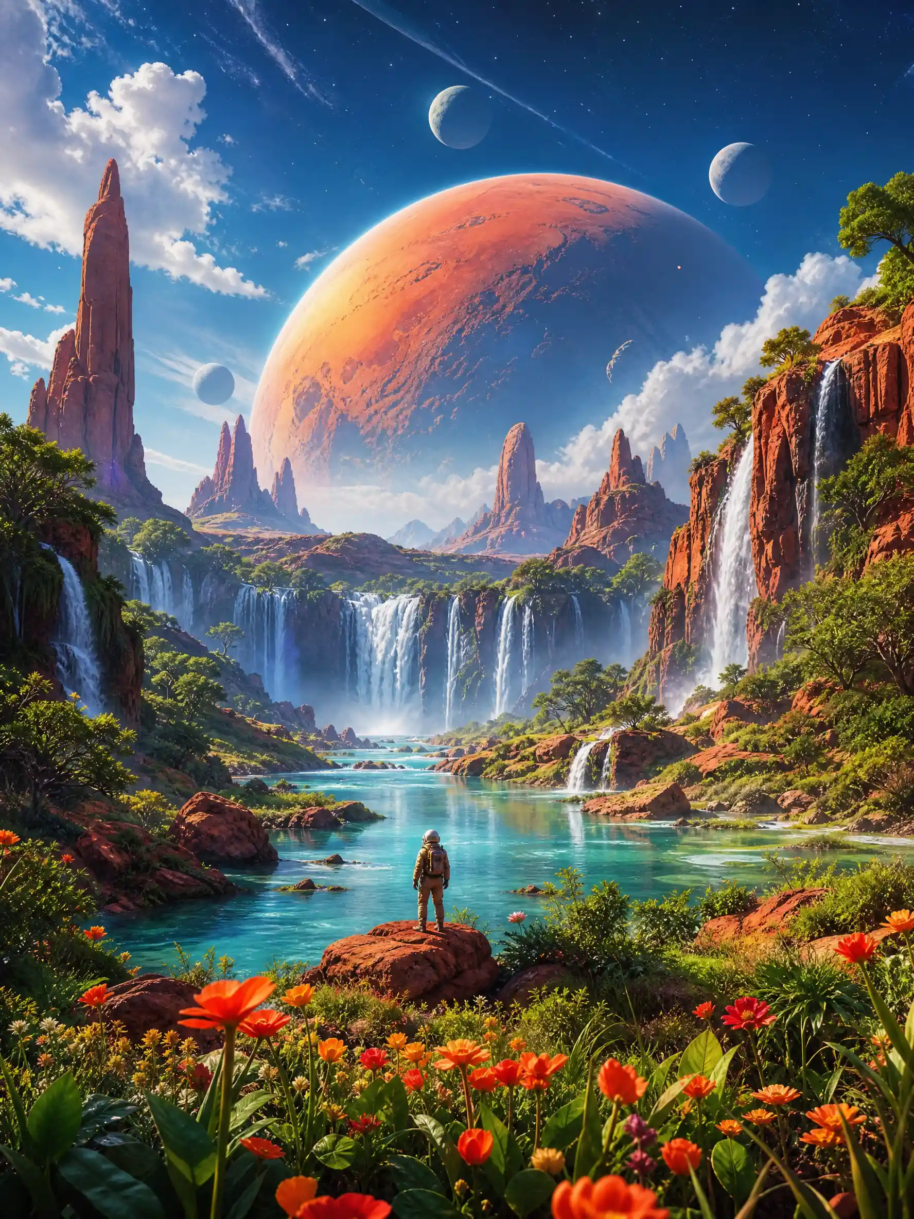 A dreamlike vision of a habitable Mars landscape