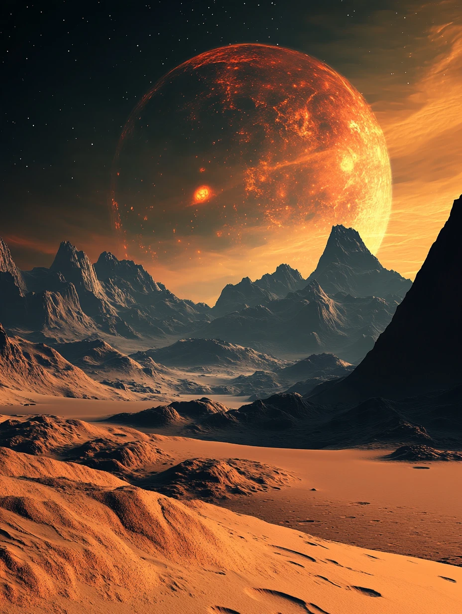 A dreamlike Martian landscape imagines the red planet as a habitable world