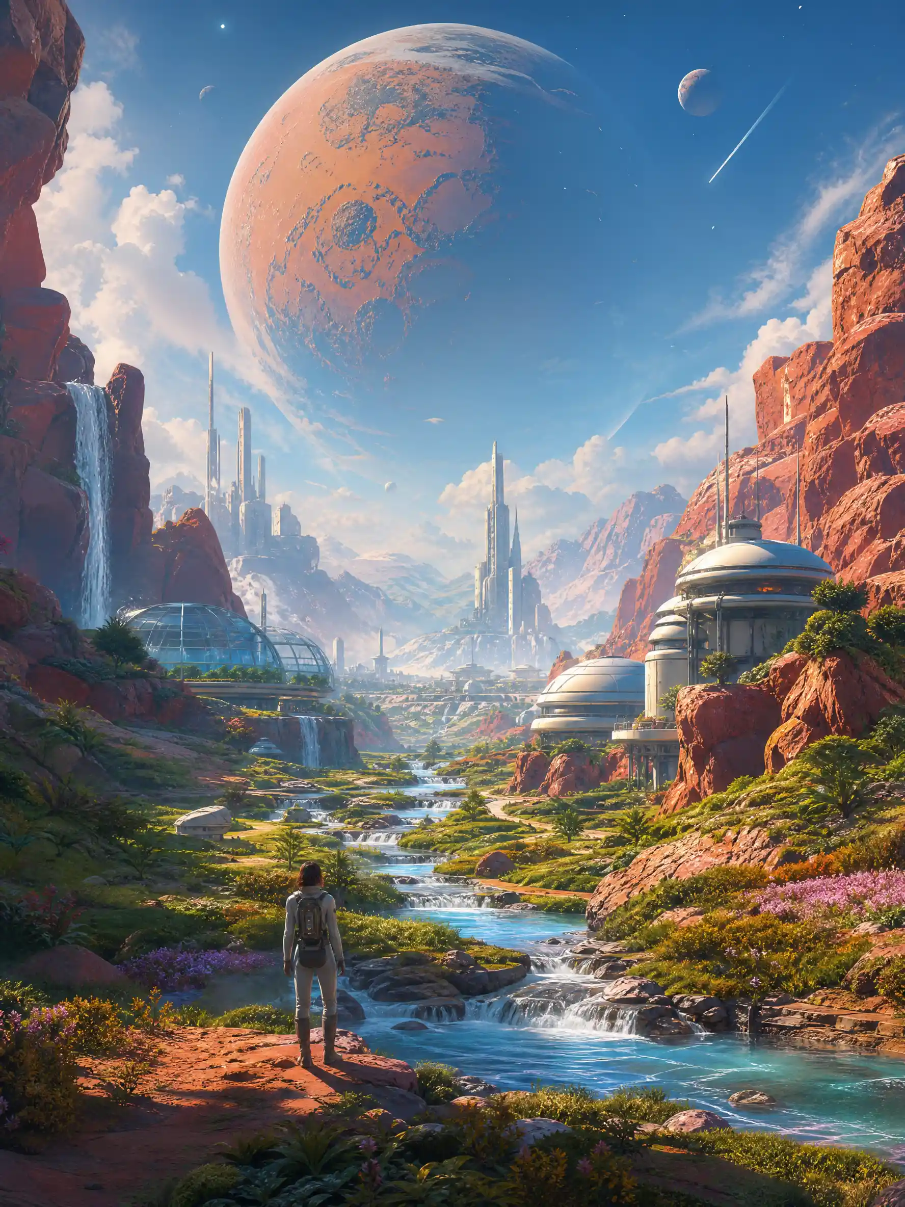 描繪明亮科幻世界的宜居火星夢幻景觀