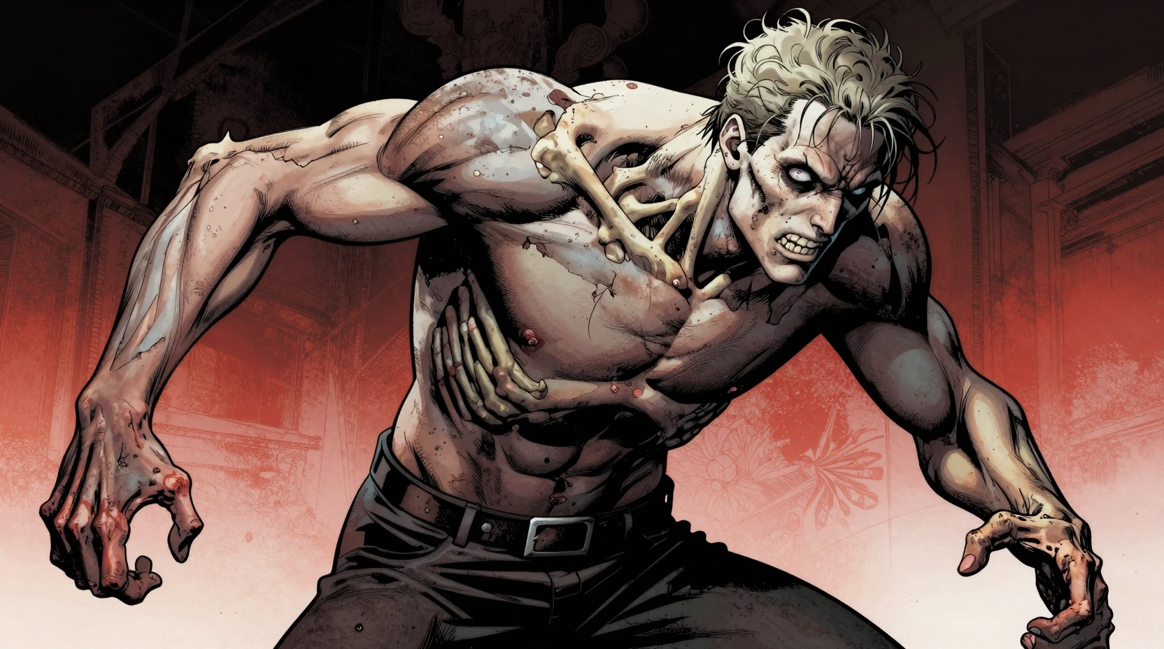A gaunt, pallid man with skin stretched over sharp bones