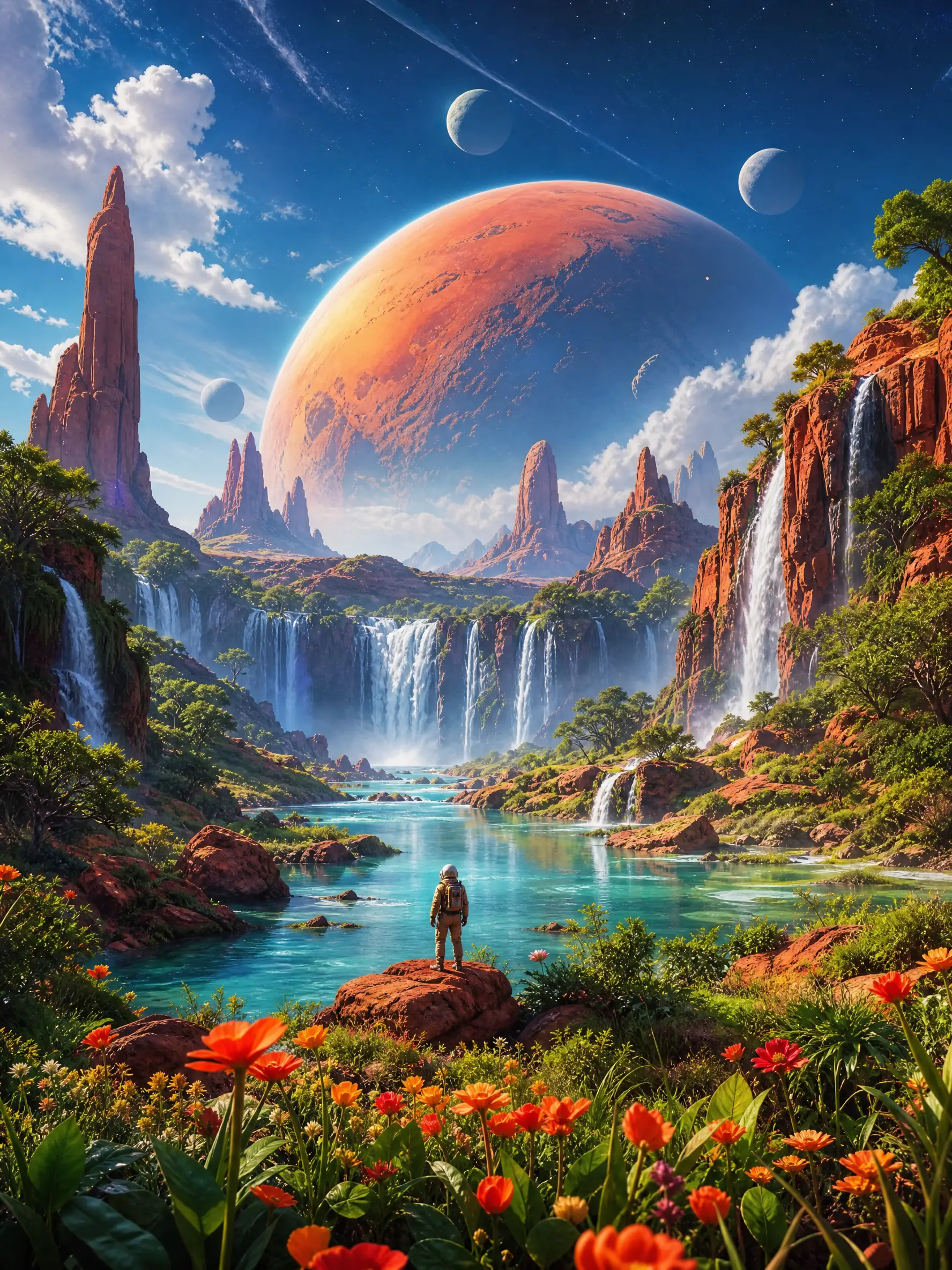A dreamlike vision of a habitable Mars landscape
