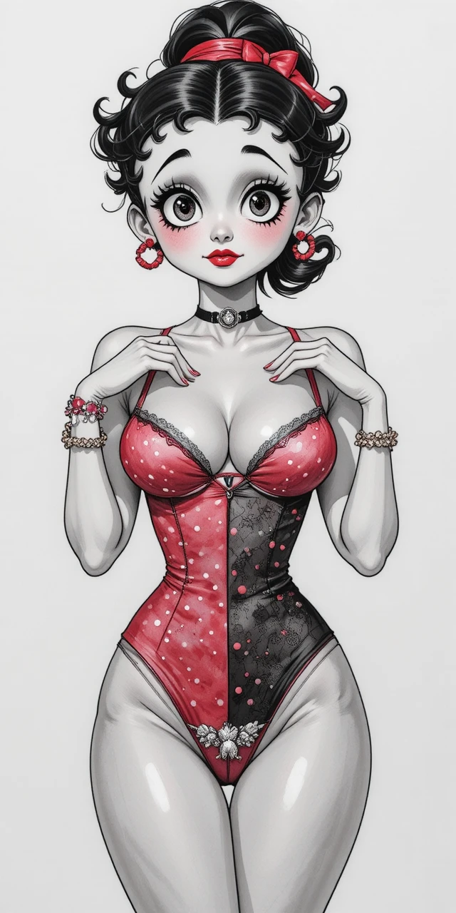 Betty Boop Appears in Two Contrasting Cartoon Dresses Side by Side