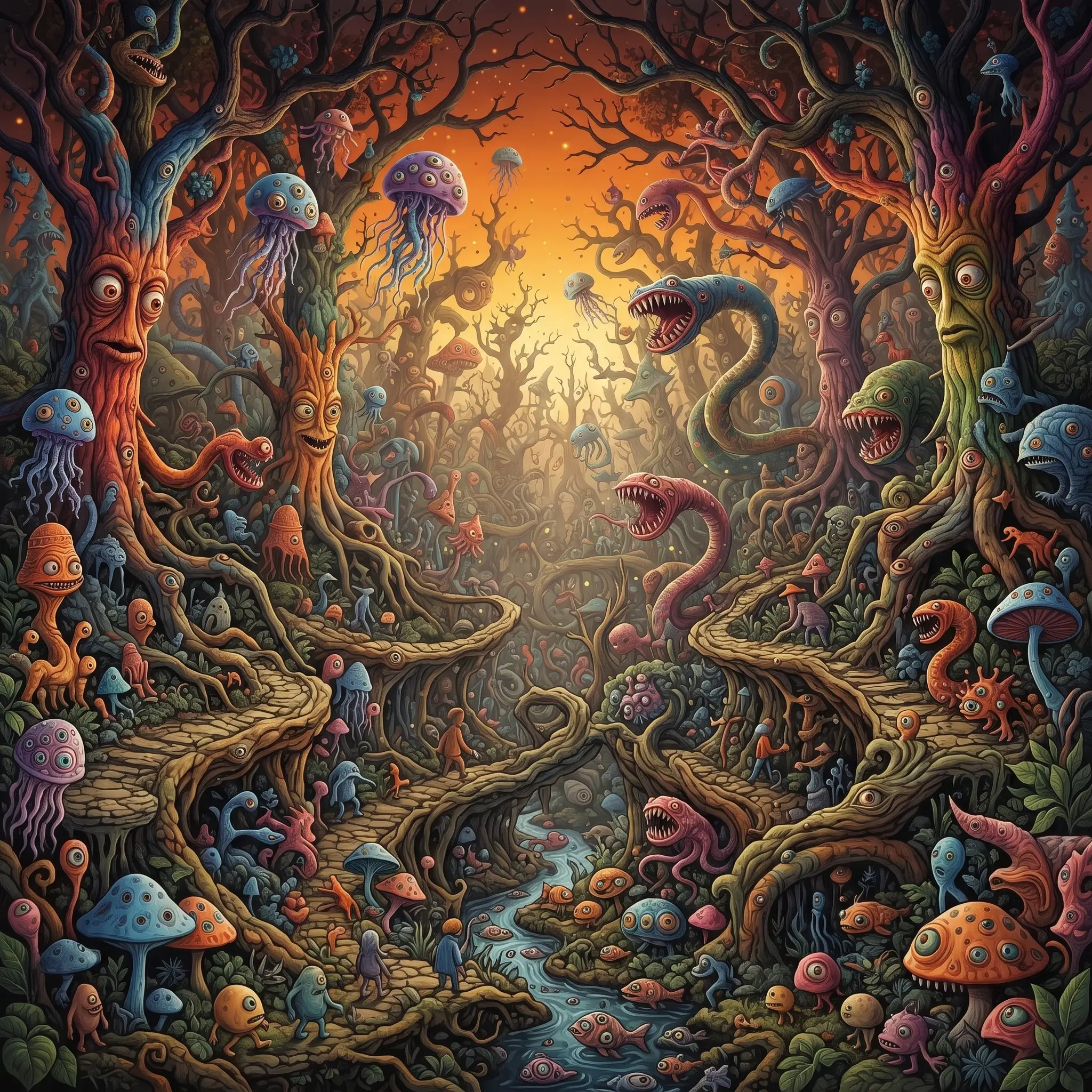 A Vast Three Dimensional Jungle Filled With Unusual Plants And Wildlife