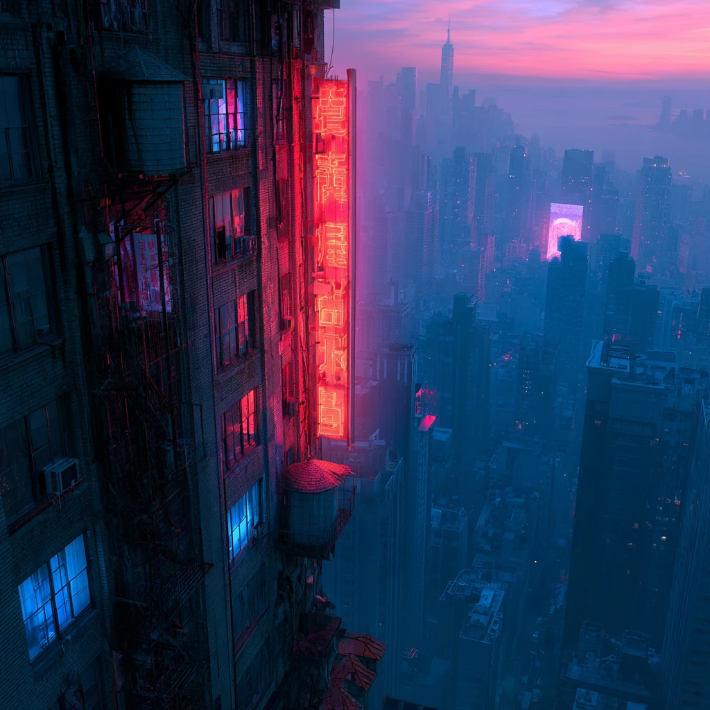 An Ant Looks Down from a New York Skyscraper at Sunset
