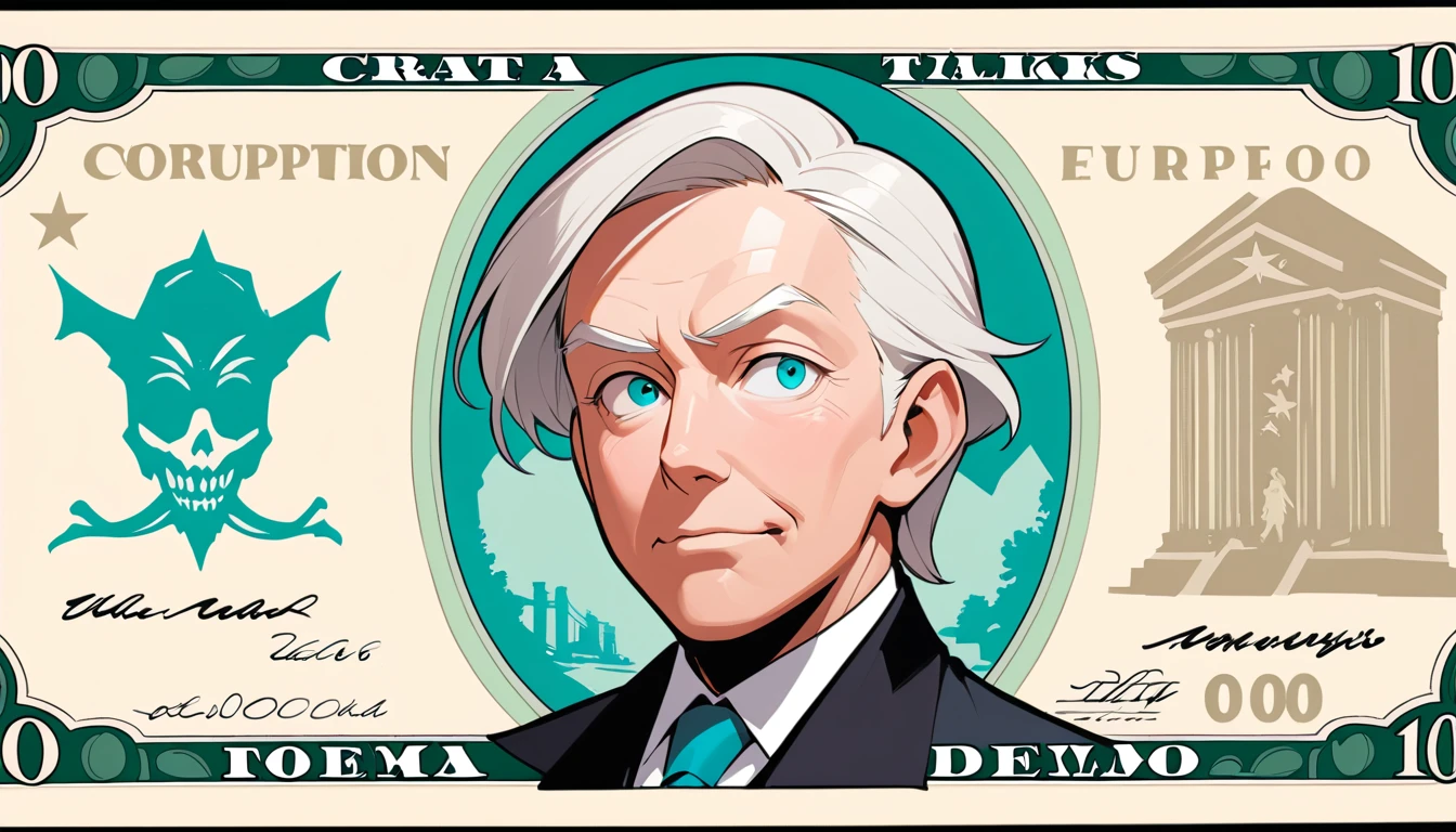 Un billete de 666 al estilo del euro con Donald Trump y personas sin hogar