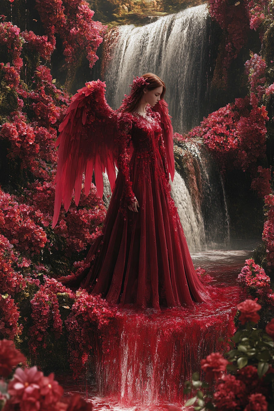 An angel in gloom expressed through a dithered visual treatment