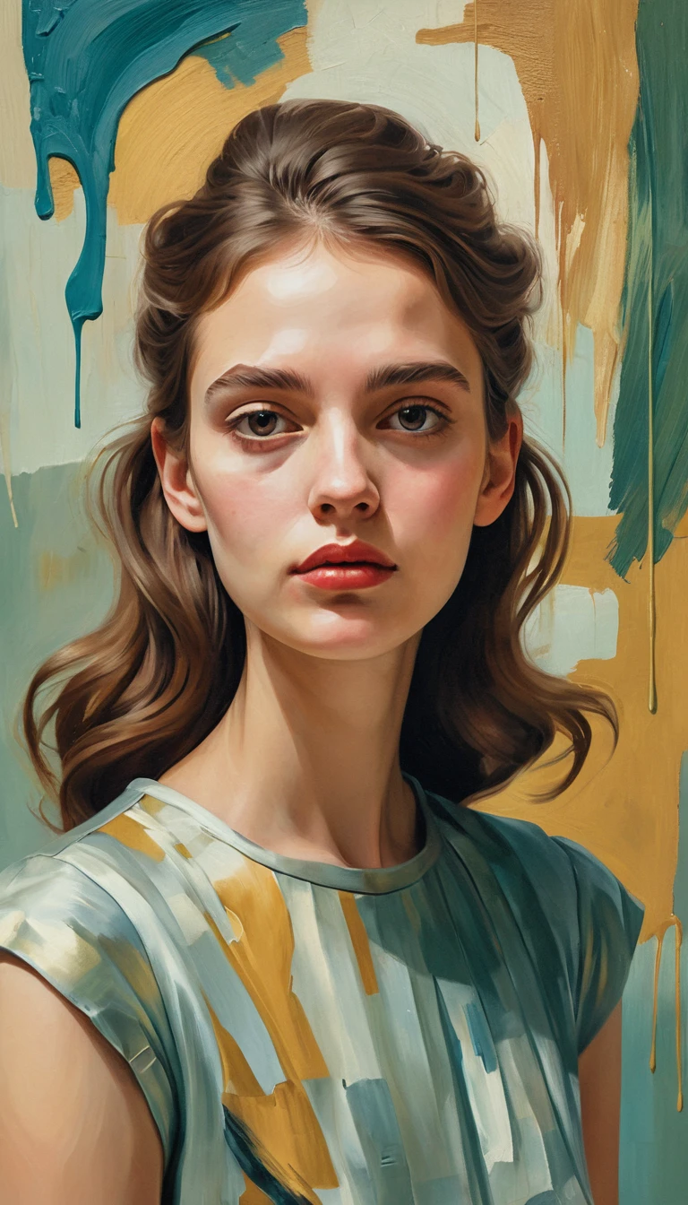 A glamorous young woman in a surreal oil painting