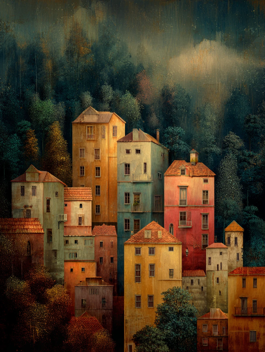 A Dreamlike Cityscape Emerges Through Soft Spectral Haze