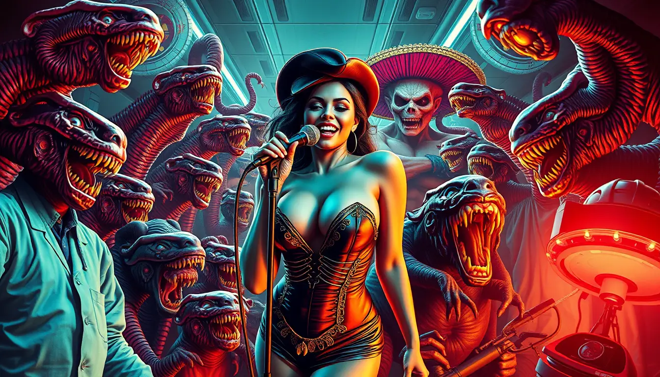 A Singer Performs Among Giant Mutant Peanuts and Colossal Killer Fleas