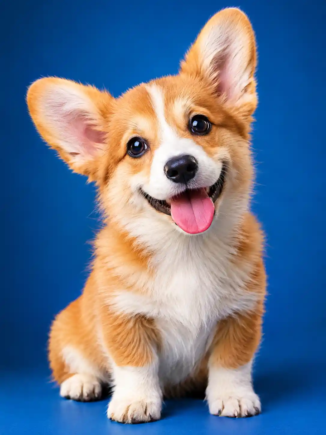 A happy little dog in a dramatic studio portrait