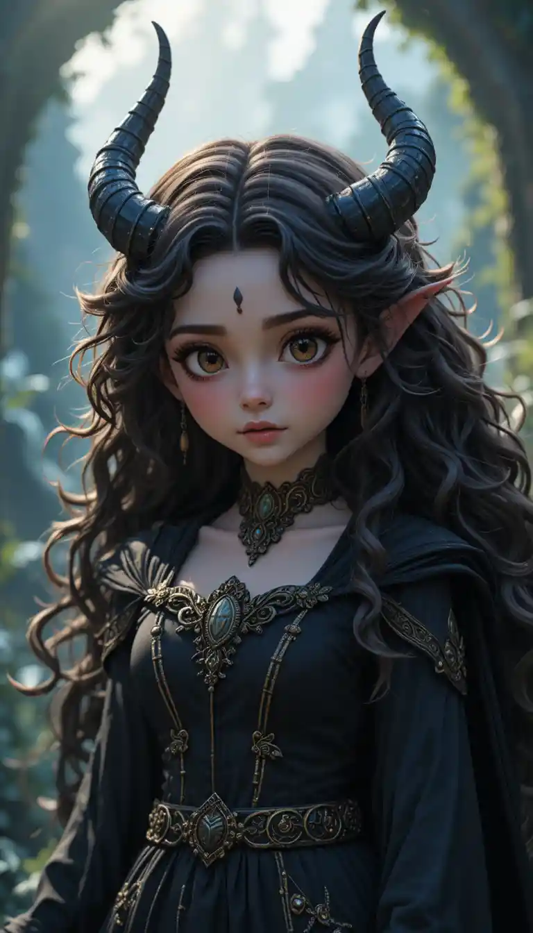An Eleven Year Old Fantasy Girl With Demon And Dark Fairy Heritage