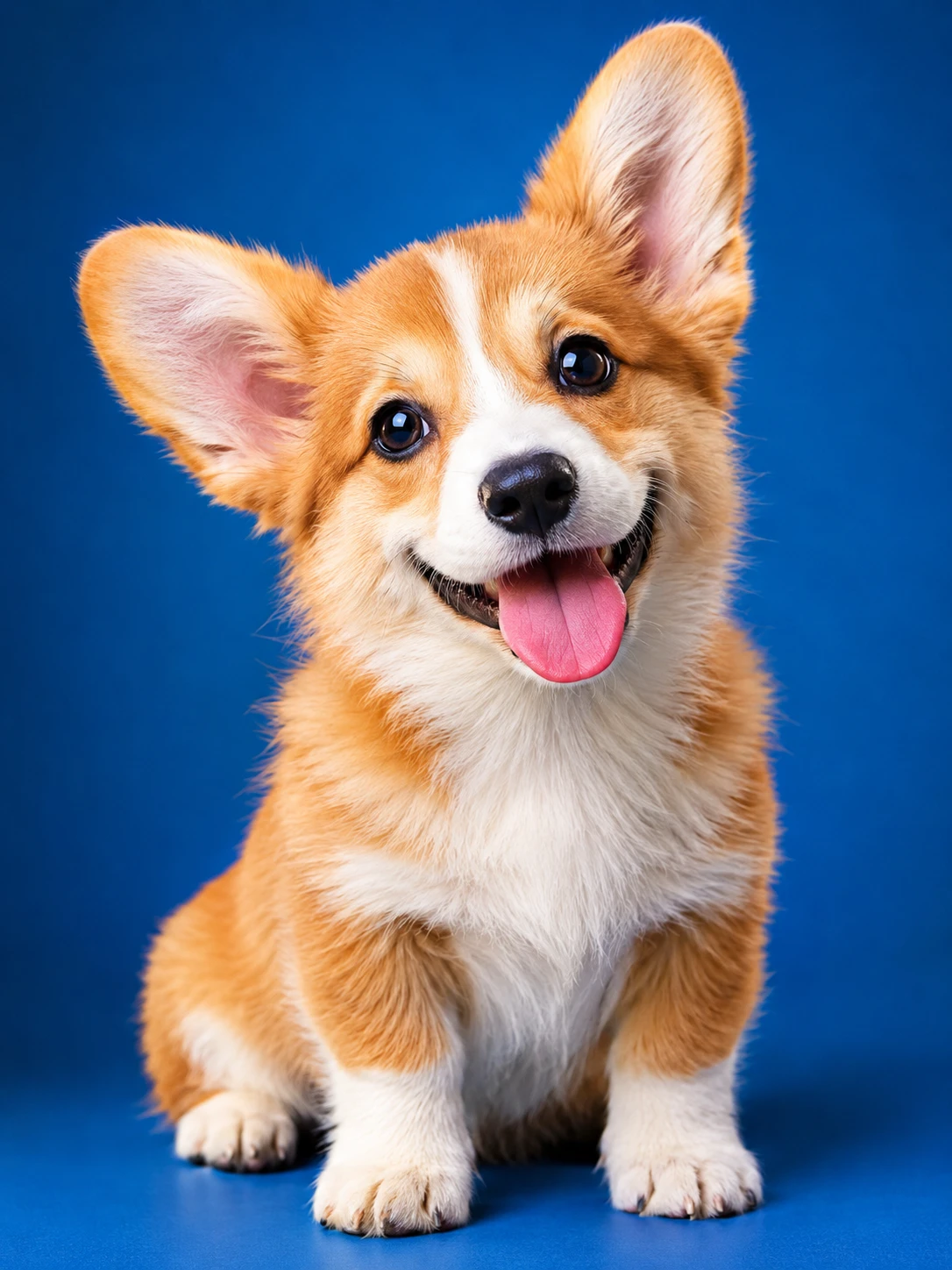 Un perrito feliz en un retrato de estudio dramático