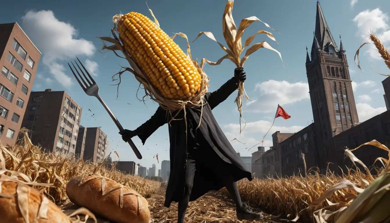 A Mutant Corn Stalk Chases a Korean Scarecrow