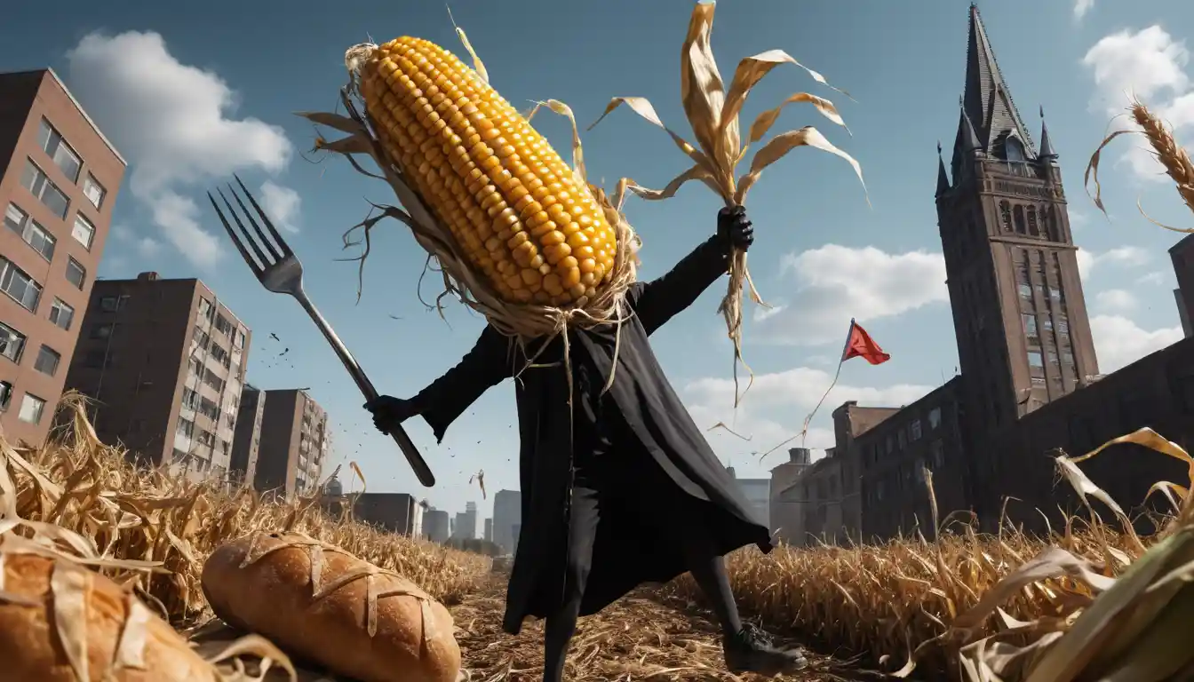 A Mutant Corn Stalk Chases a Korean Scarecrow