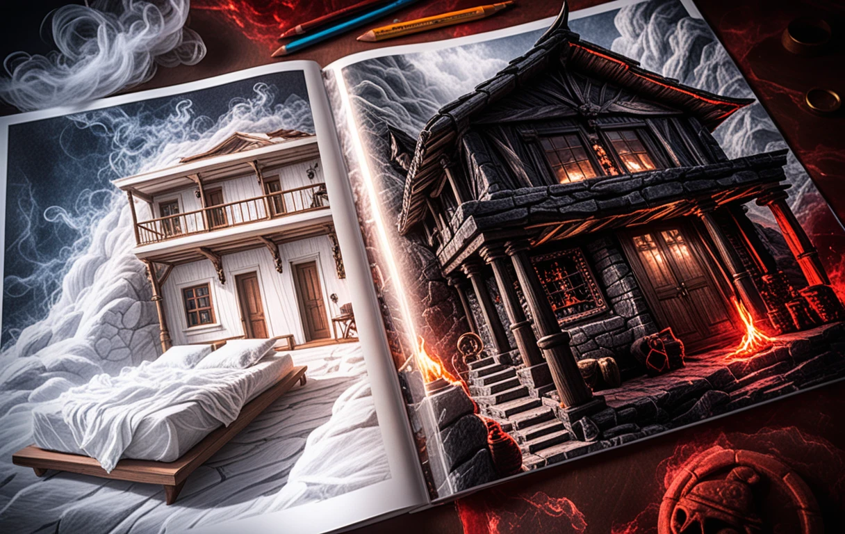 A Greek Cloud Palace Diorama With Luxurious Interior and Exterior Views