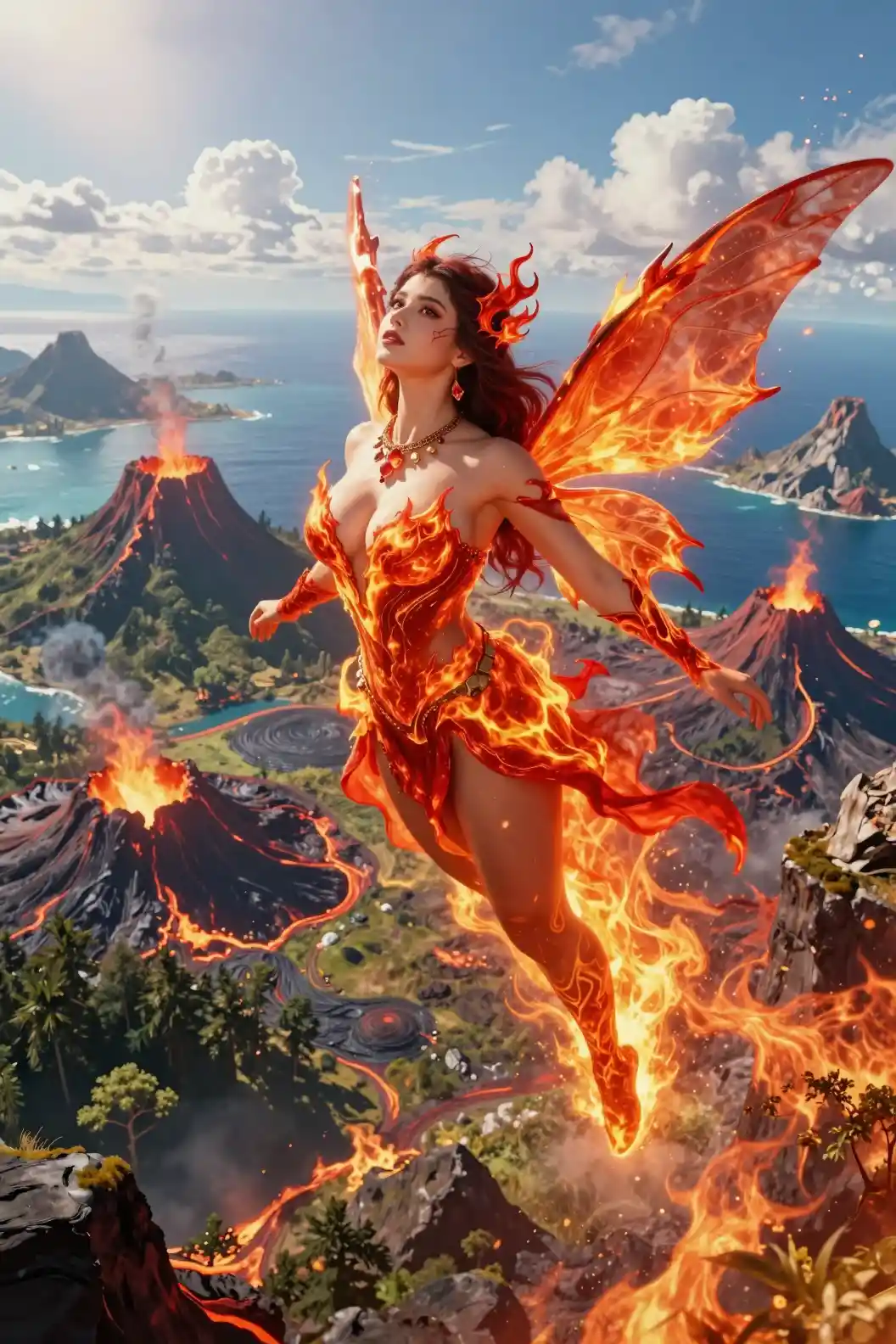 A Vast Volcanic Island With Forested Hills, Mountains, And Ocean