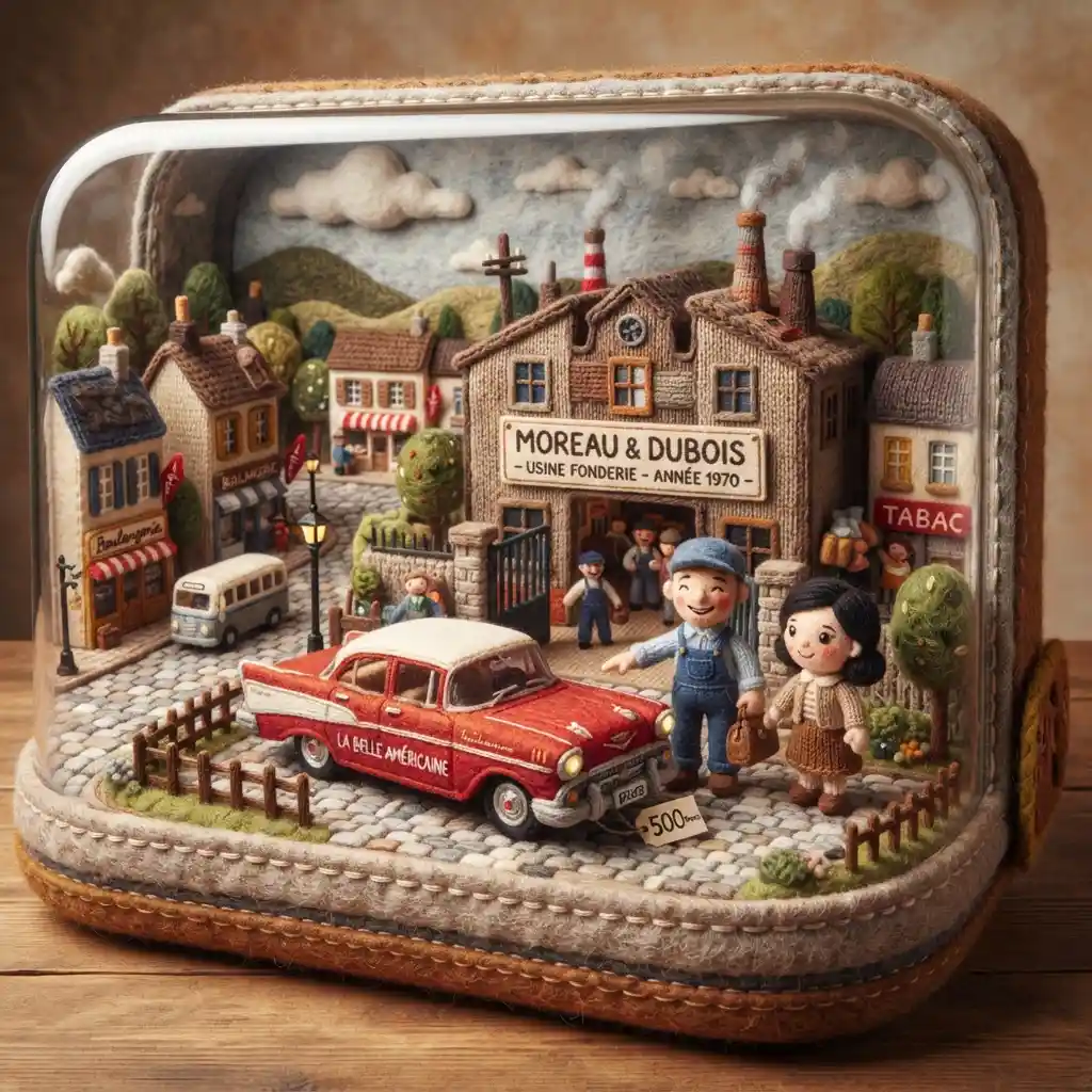 A miniature felt landscape in a childlike three-dimensional illustration style