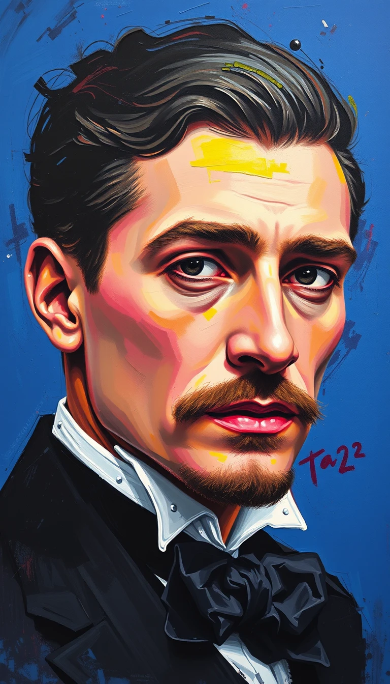 An 1880s French man in a vivid impasto portrait
